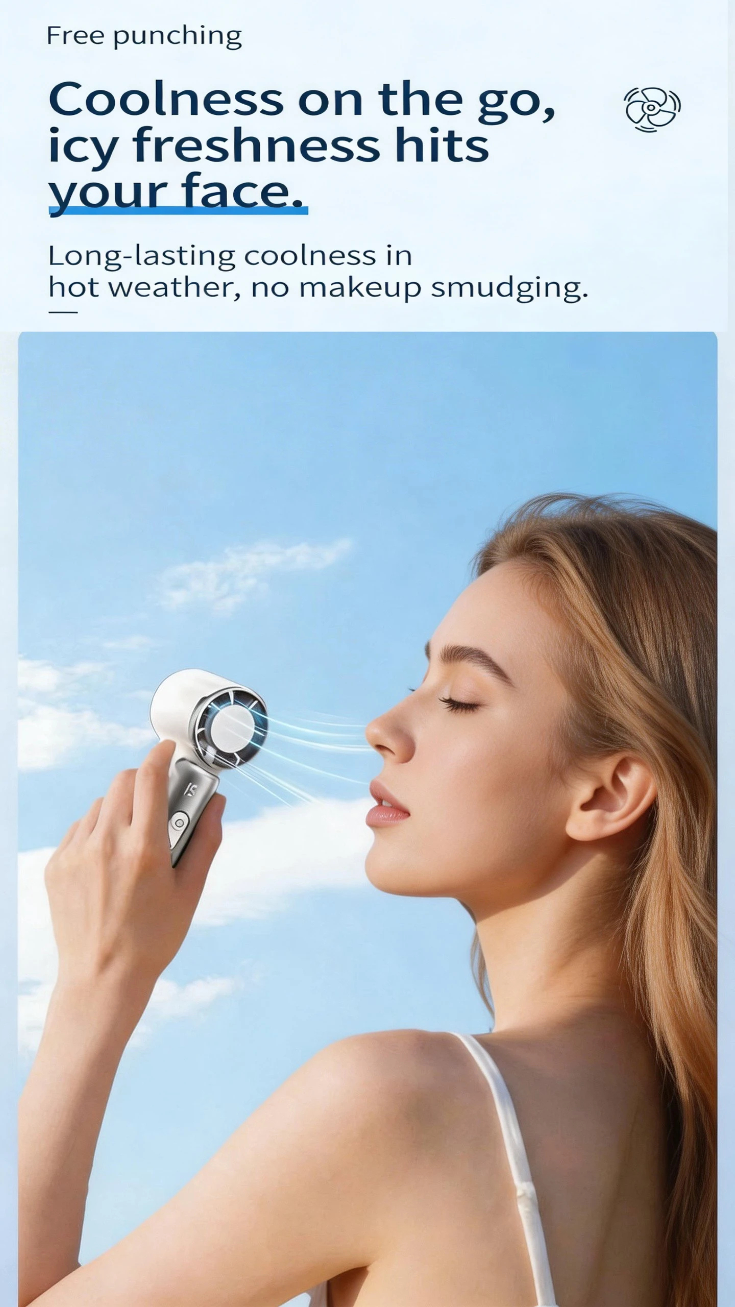 Handheld Portable Turbo Fan with LED Display &5 Speeds, Cyberpunk USB-C Rechargeable Small Pocket Fan